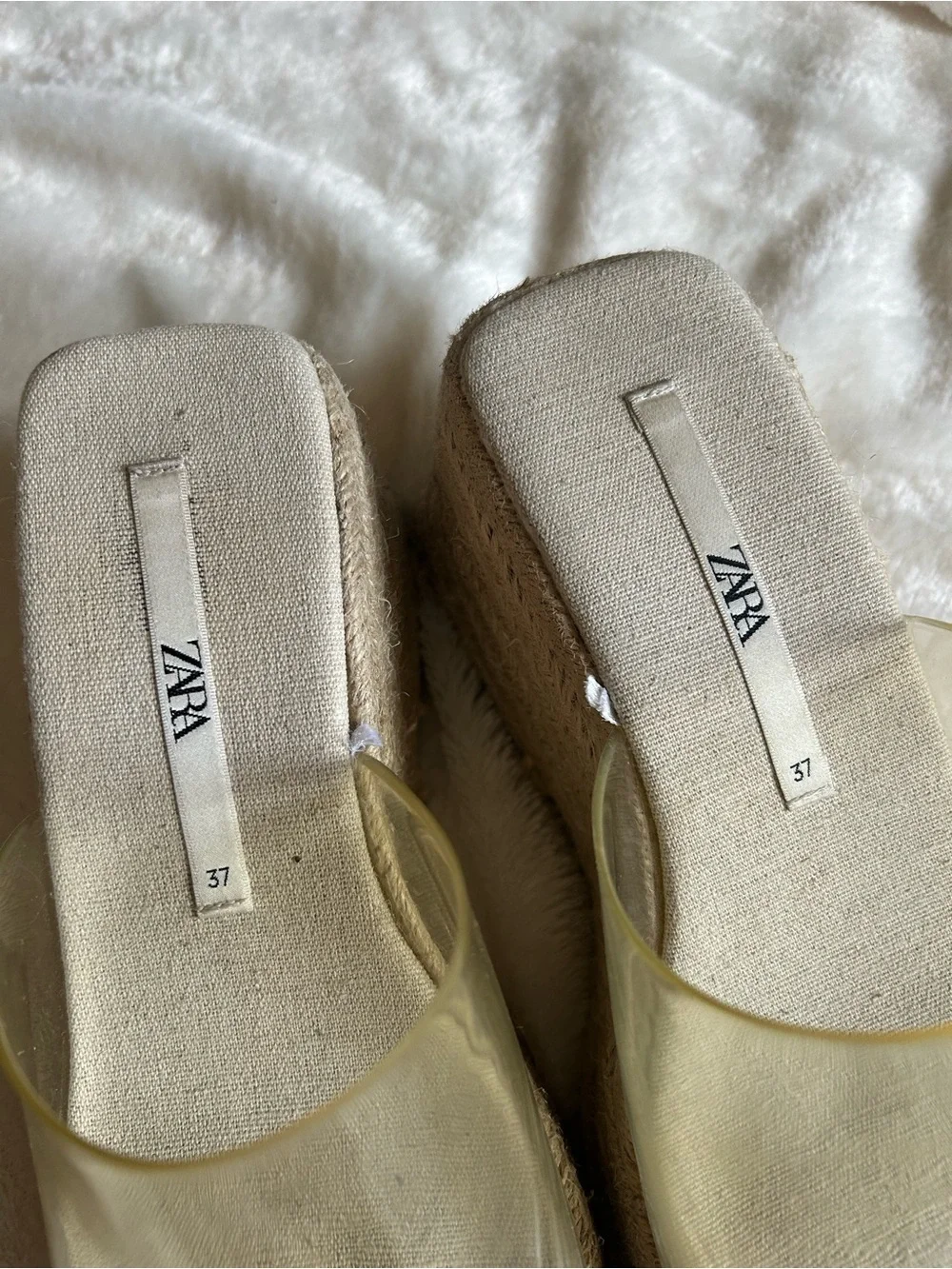 Zara platform jute clear vinyl sandals womens 37 or US 7 y2k